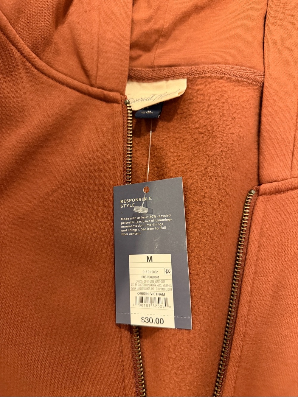Universal Thread Rust Orange Zip-Up jacket and matching sweatpants